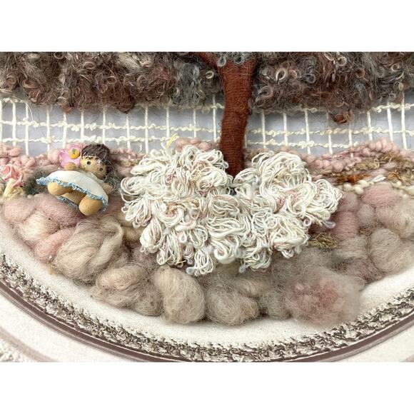 VTG Set of 2 Round Wall Hanging Ceramic Pottery Framed Tree Weaving Loom Decor - Picture 6 of 16